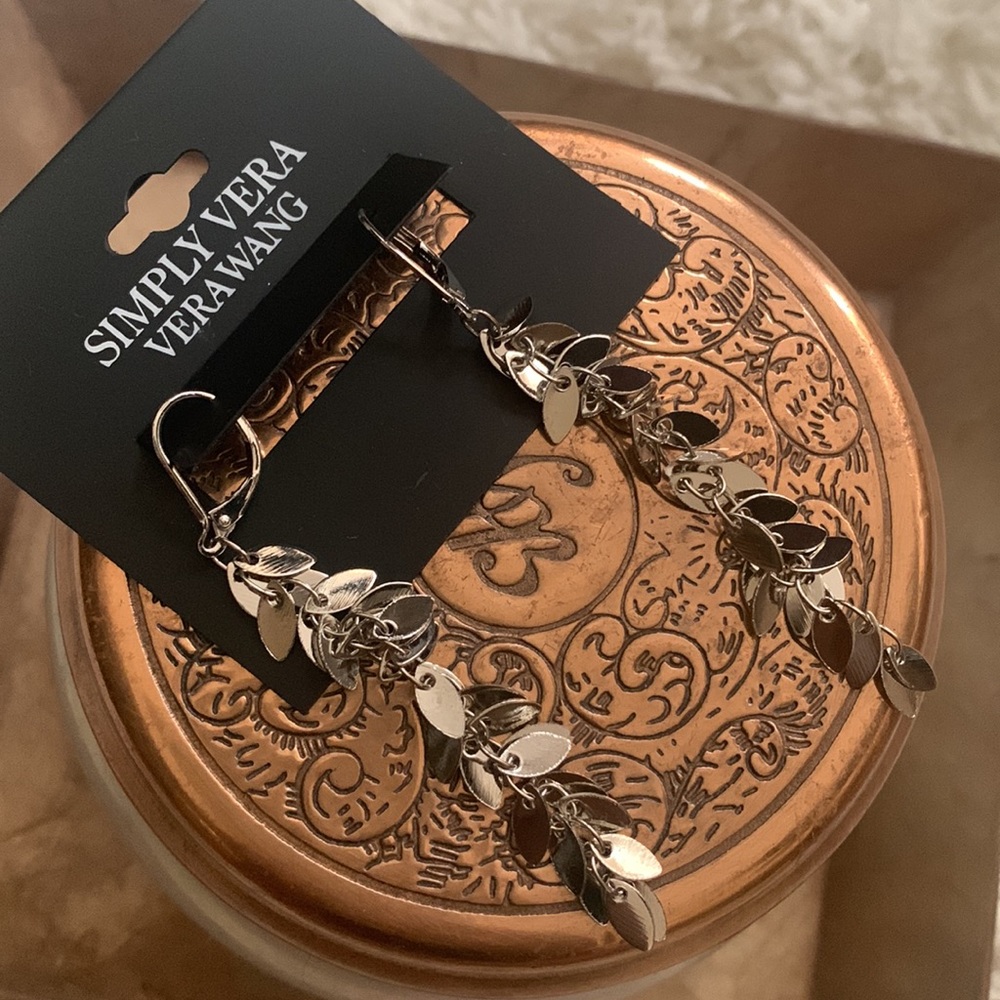 Silver Leaf Long Dangle Earrings